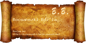 Bocsanszki Béla névjegykártya